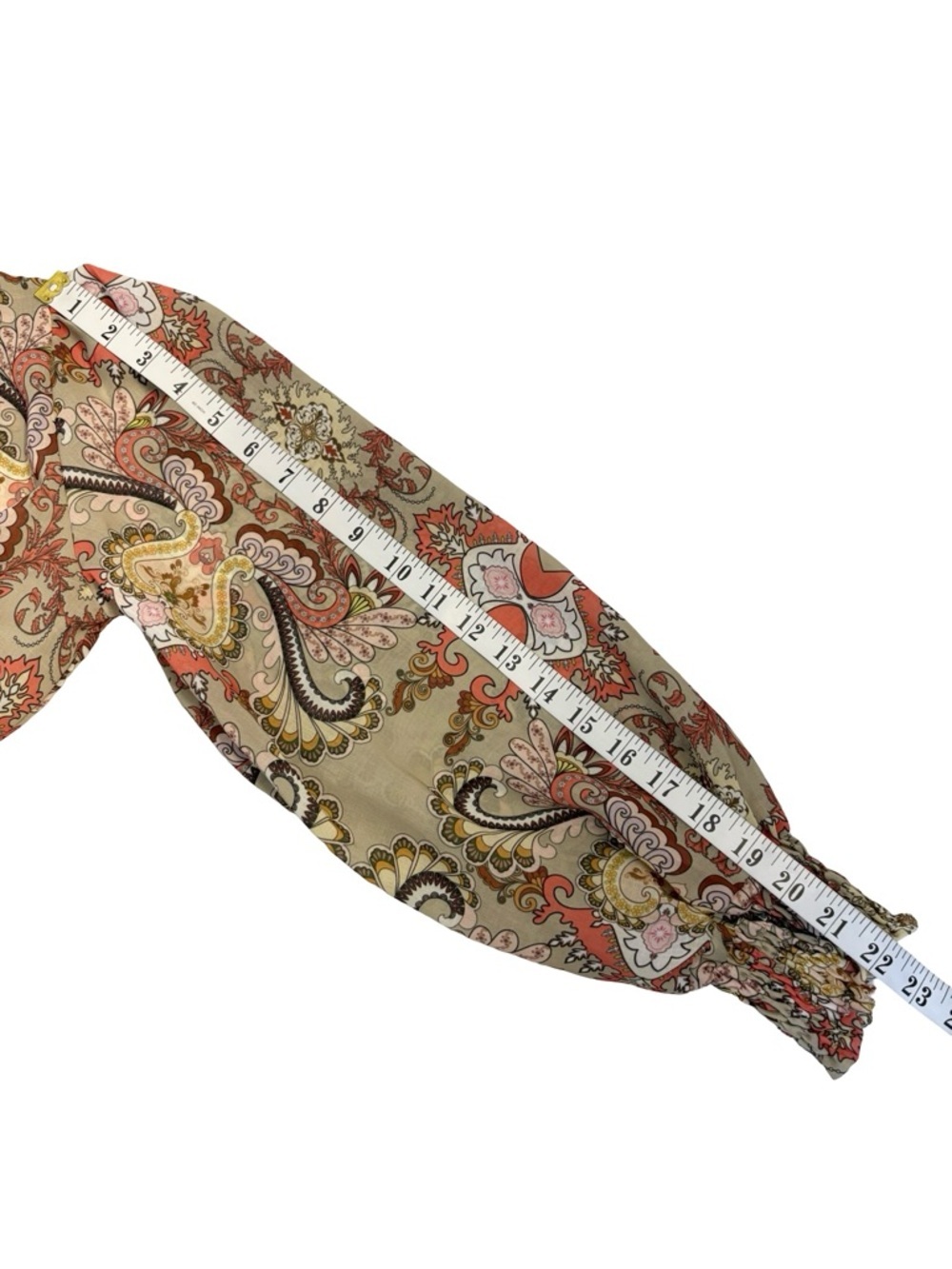 Boho Paisley Ring Front Crop Top Lightweight & Flowy Y2K Size Small Cut Out Top - Picture 12 of 14